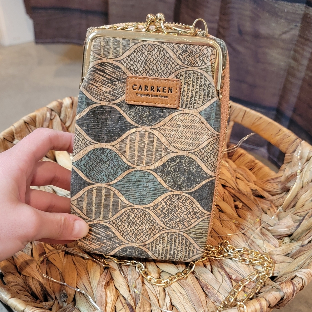 Patterned Tan and Black Women's Bag